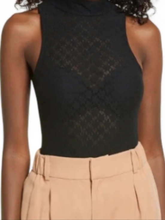 Open Edit Tops - NWT OPEN EDIT X REVOLVE Black Lace Mockneck Sleeveless Bodysuit - Large